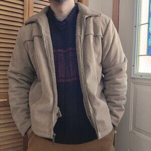 Mens Mac & Jac Aviator-Style Faux Suede Sherpa Jacket SIZE MEDIUM